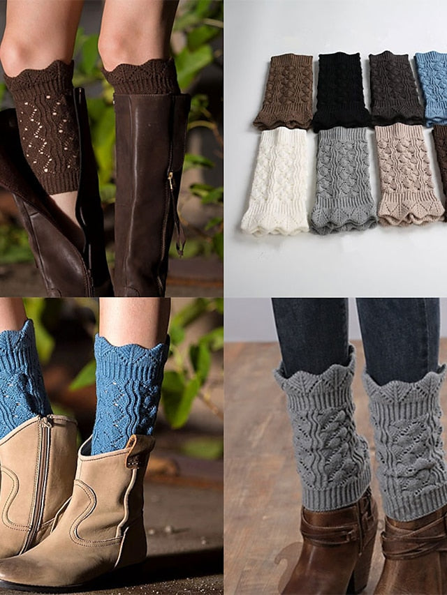 Leg Warmers Boot Cuffs Home Daily Solid Color Knit Casual Boho / Bohemian Warm 1 Pair for Women