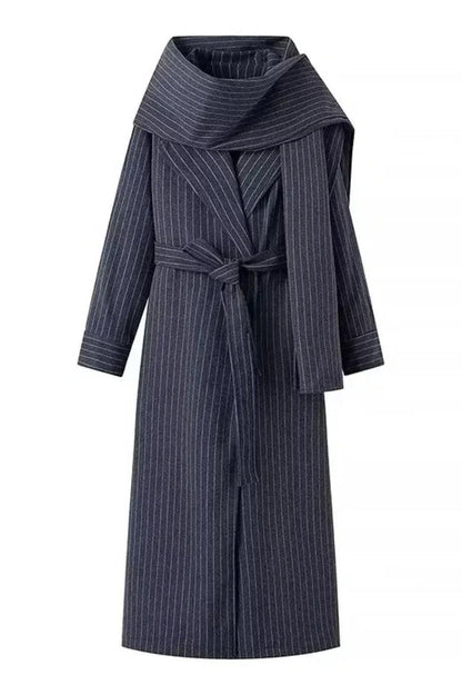 Vintage Striped Long Trench Coat