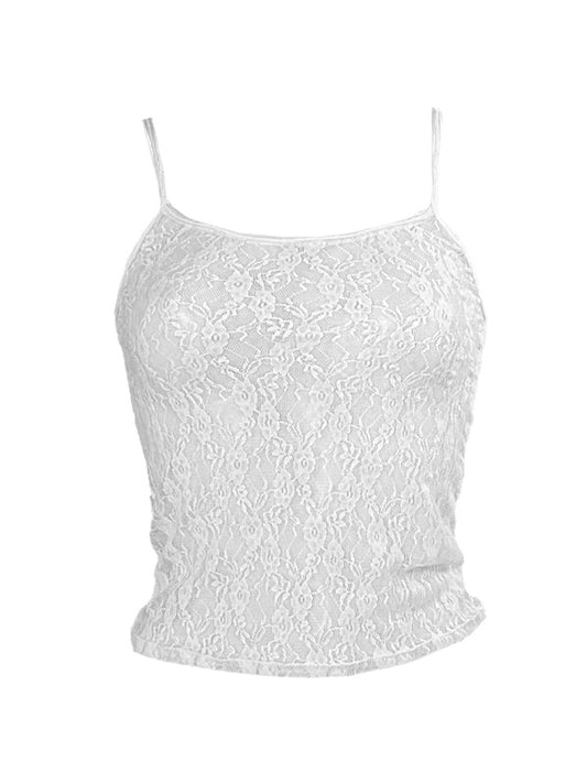 Slim Cami Top with All Over Lace Design