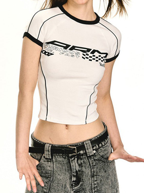 Contrast Print Splice Short Sleeve Tee