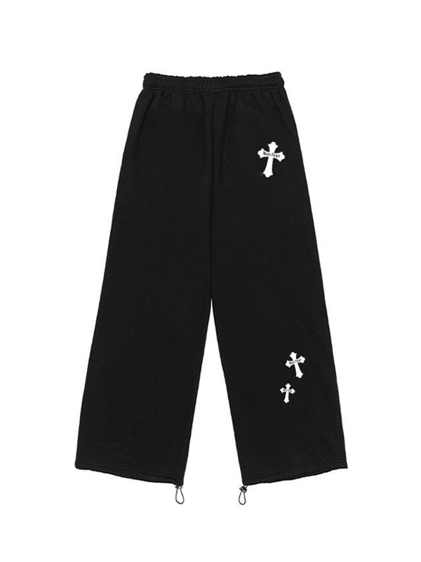 Hip Pop Cross Print Bound Feet Sweatpants