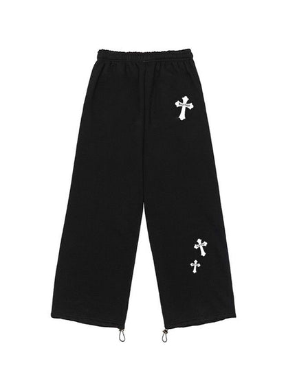 Hip Pop Cross Print Bound Feet Sweatpants