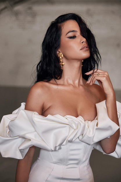 Corset Ruffled Off-Shoulder Strapless Bodycon Party Dress