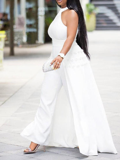 African Fashion Western Full Length Patchwork Plain Slim Jumpsuit for Women