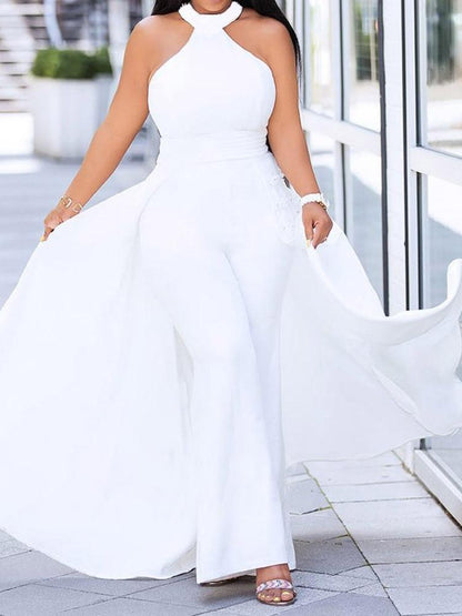 African Fashion Western Full Length Patchwork Plain Slim Jumpsuit for Women