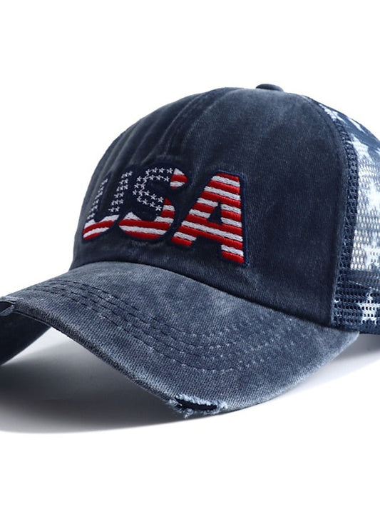 Washed Baseball Cap Men Cotton Dad Hat Usa American Flag Unisex Hip Hop Hat Sport Caps Hip Hop Hats Casual Adjustable Sunshade Hat for Women