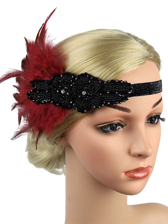 Hair Tie Textured Party Feather Headwear / Imitation Diamond / Wedding / Party Evening / Gold / Black for Women