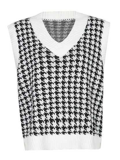 Age Reduction V-Neck Sleeveless Twist Knit Waistcoat Women for Women