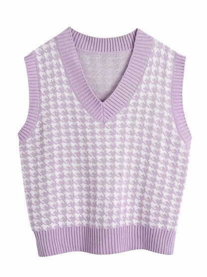 Age Reduction V-Neck Sleeveless Twist Knit Waistcoat Women for Women