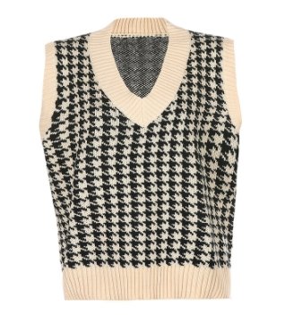 Age Reduction V-Neck Sleeveless Twist Knit Waistcoat Women for Women