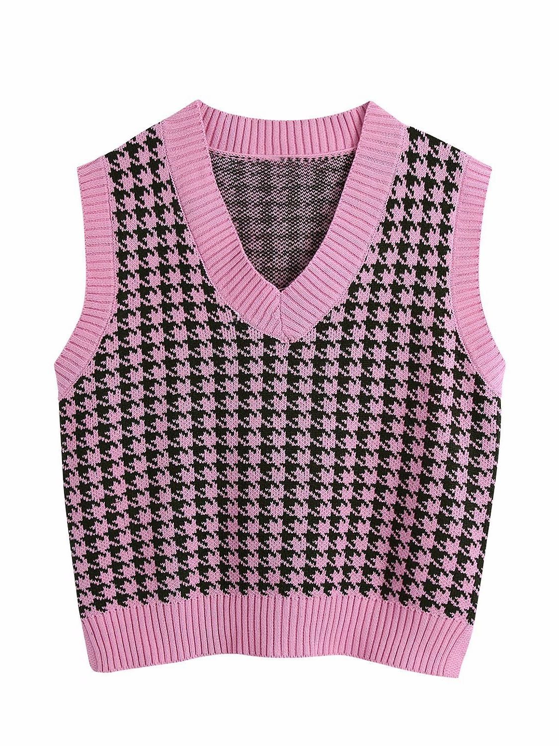 Age Reduction V-Neck Sleeveless Twist Knit Waistcoat Women for Women