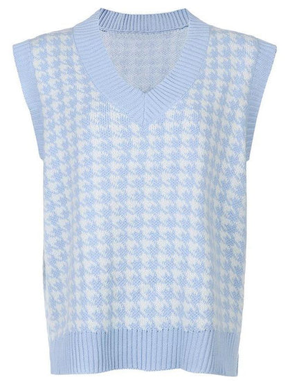 Age Reduction V-Neck Sleeveless Twist Knit Waistcoat Women for Women