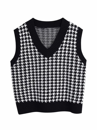 Age Reduction V-Neck Sleeveless Twist Knit Waistcoat Women for Women