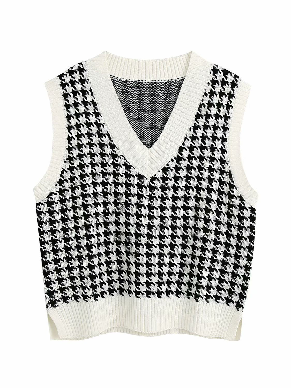 Age Reduction V-Neck Sleeveless Twist Knit Waistcoat Women for Women