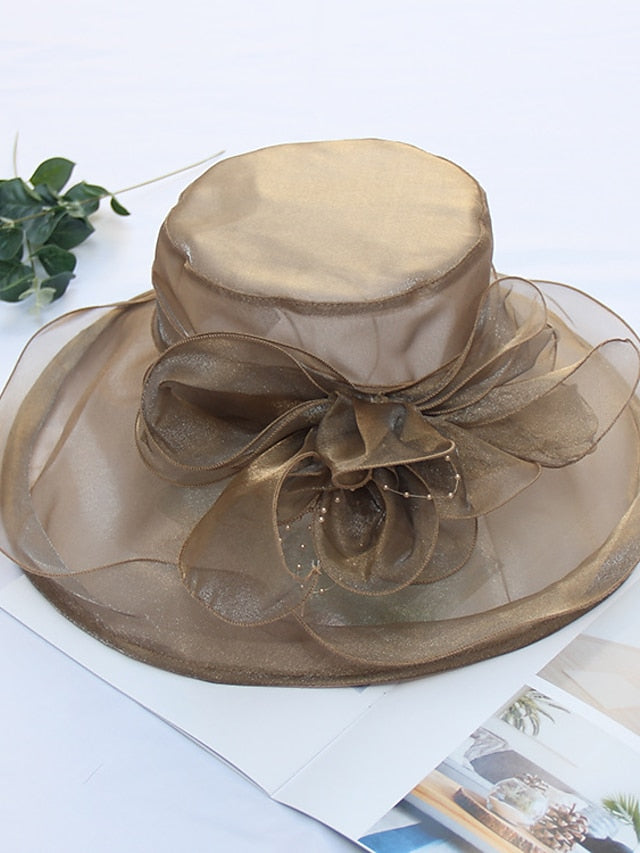 Party Hat Party Wedding Special Occasion Flower Solid Color Beige Black Hat White Gray Fall Spring Summer for Women