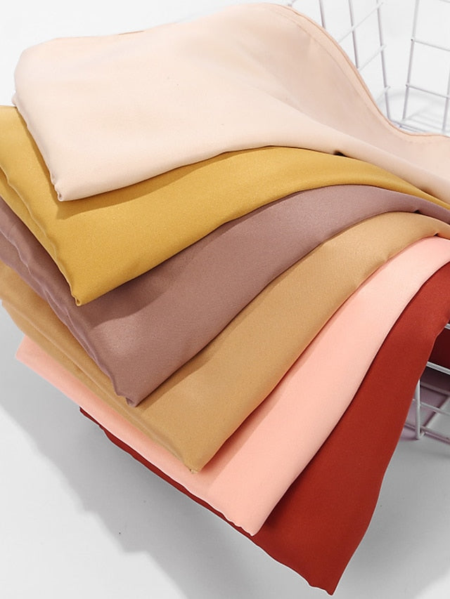 1pcs Women Silk Headscarf Hijab Scarf Long Muslim Shawl Turban Bandana Satin Scarves Head Wraps for Women