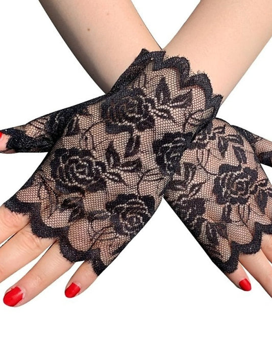 Women's Fingerless Gloves Lace Gloves Wedding Party Evening Gift Polyester Simple Bridal Gloves Sexy 1 Pair