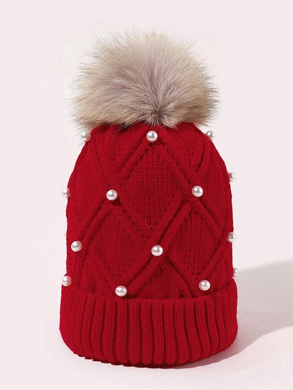new wool knitted hat autumn and winter warm wool ball cap thickened wild face-lift travel hat for Women