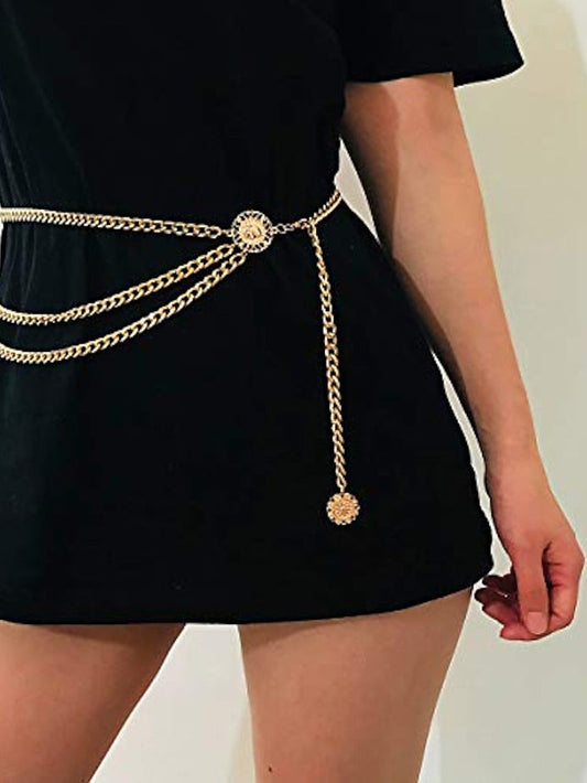 Chain Party Wedding Street Dailywear Gold Silver Belt Pure Color Fall Winter Spring Summer Alloy for Women