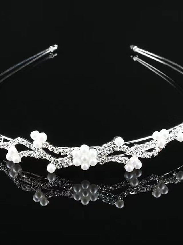 1PC Headbands Headband For Wedding Party Evening Birthday Drusy Imitation Pearl Rhinestone Alloy 1 2 3 for Women