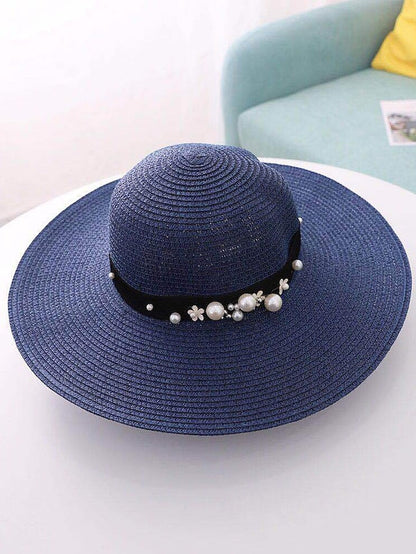 1pcs Lady Round Top Raffia Wide Brim Straw Hats Summer Sun Hats for Women With Leisure Beach Hats for Women