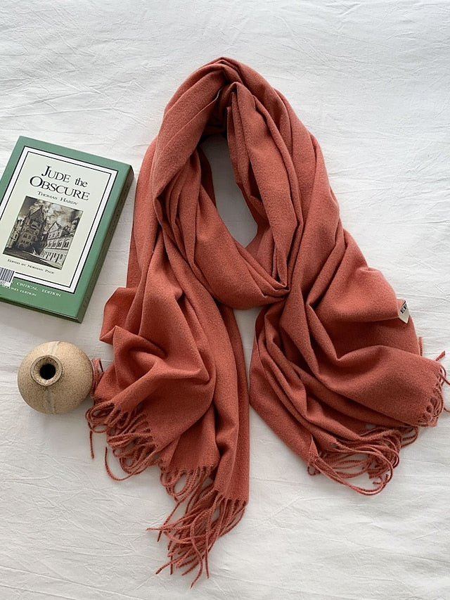 Shawls & Wraps Party Black Scarf Pure Color / Basic / Green / Khaki / Fall / Winter for Women