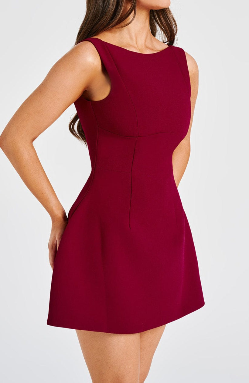 Alessandra Mini Dress-Wine