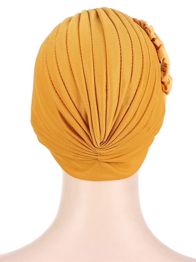 Elegant Women Five Flowers Turban Caps Muslim Elastic Crystal Party Headscarf Bonnet Ladies Hair Accessories Indian Cap for Women