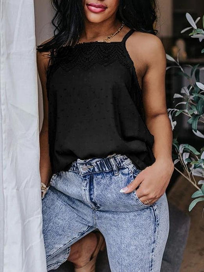 All-match Solid Color Lace Sleeveless Camisole for Women