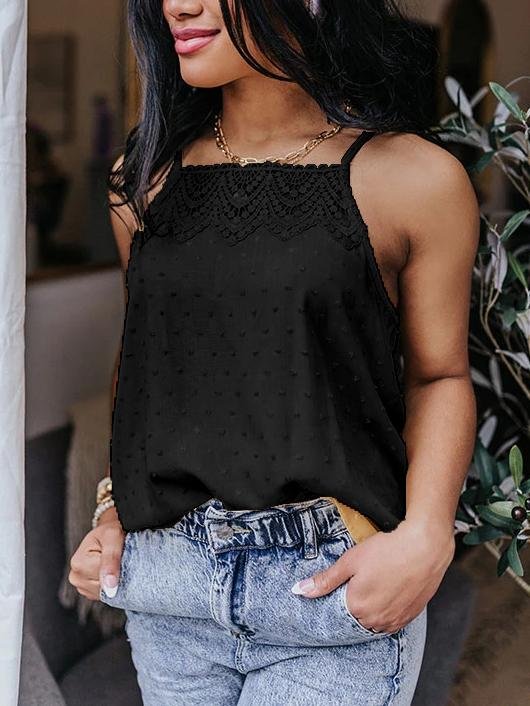 All-match Solid Color Lace Sleeveless Camisole for Women