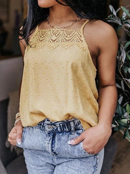 All-match Solid Color Lace Sleeveless Camisole for Women