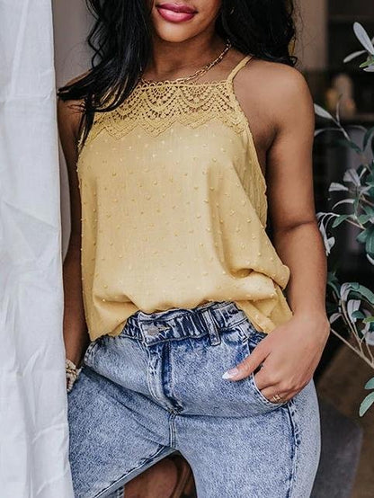 All-match Solid Color Lace Sleeveless Camisole for Women