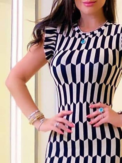 All Over Print Flutter Sleeve Midi Dress for Women