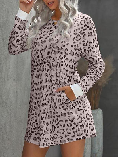 All Over Print Raglan Sleeve Sweatshirt Dress for Women
