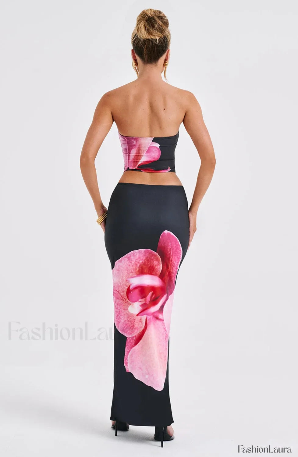 Allegra Maxi Skirt Trendy - Black Floral Print