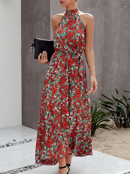 Allover Floral Maxi Halter Dress for Women
