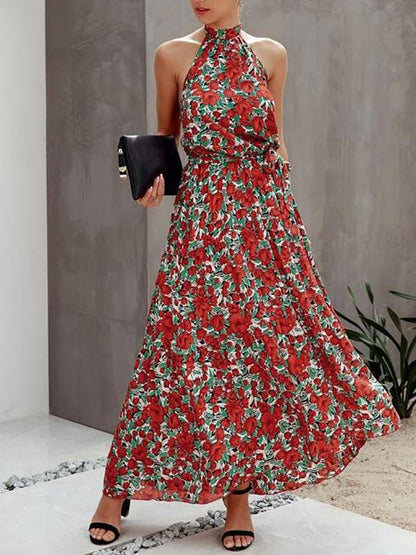 Allover Floral Maxi Halter Dress for Women