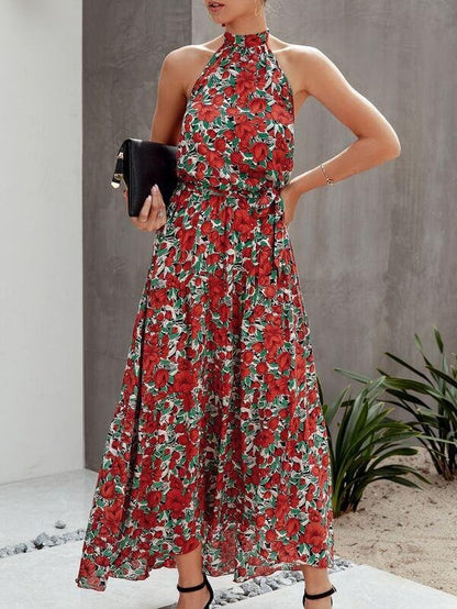 Allover Floral Maxi Halter Dress for Women