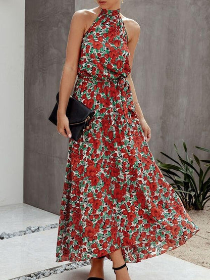 Allover Floral Maxi Halter Dress for Women