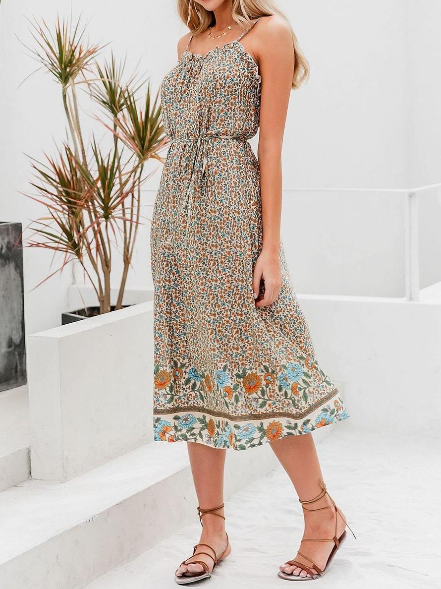 Allover Floral Shirred Wrap Dress for Women