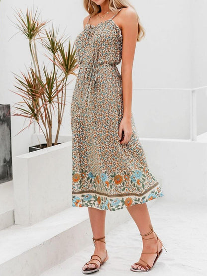 Allover Floral Shirred Wrap Dress for Women