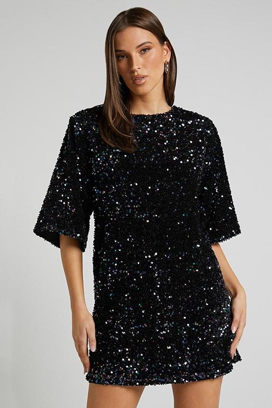 Minivestido sin espalda con lentejuelas de Alma