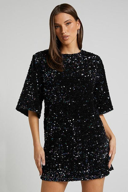 Minivestido sin espalda con lentejuelas de Alma