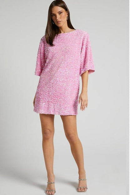Minivestido sin espalda con lentejuelas de Alma