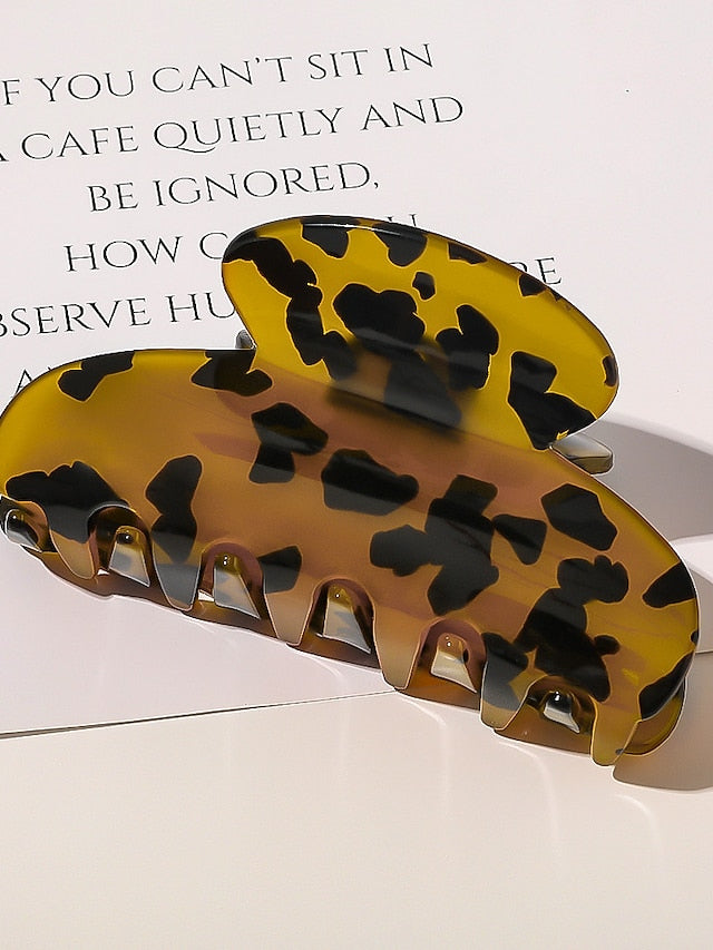 1PC Leopard Hair Claws Hair Claw For Daily Resin Gray for Women