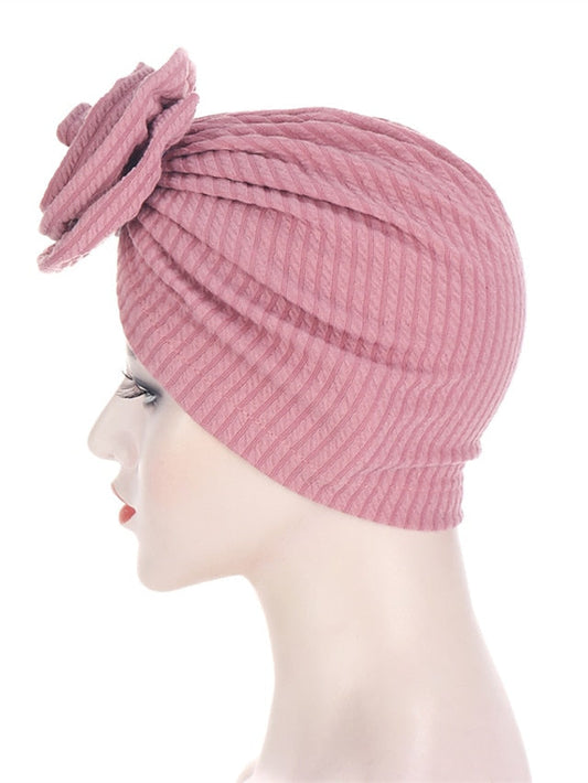 7 Colors Choice Fashion Muslim Women Big Flower Turban Hat Scarf Headwrap Hair Care Beanie Hijab Headwear Hair Accessories for Women