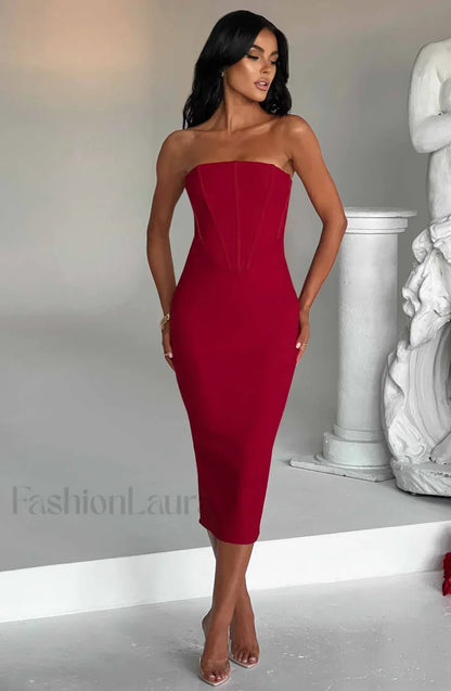 Amore Midi Graceful Dress - Red