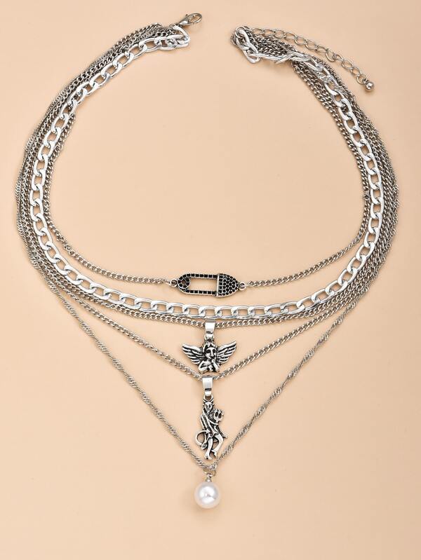Angel Charm Layered Necklace for Women
