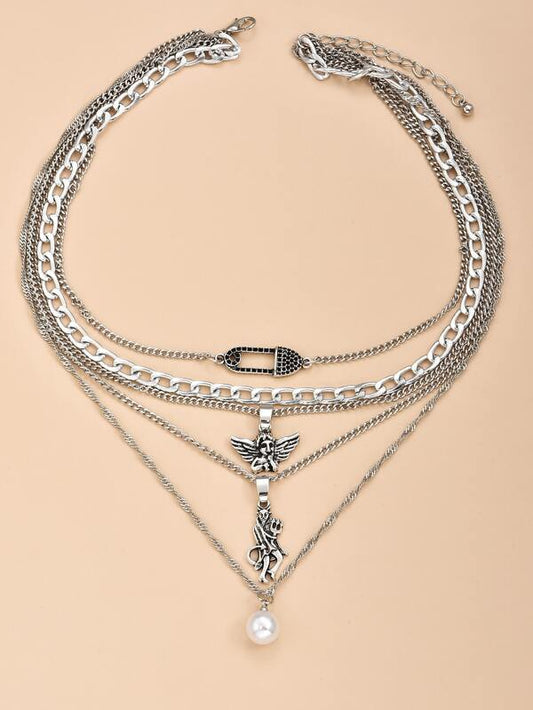 Angel Charm Layered Necklace for Women