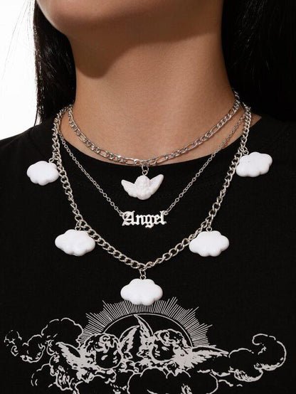Angel Charm Layered Necklace for Women